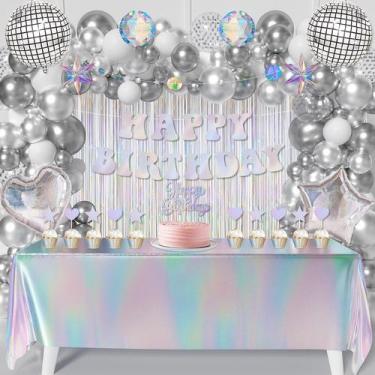 Imagem de Conjunto de decoração de festa WHYMEO Iridescent Disco Groovy 78 unida