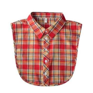 Imagem de Colarinho falso, coleiras removíveis, vermelho, amarelo, xadrez para m