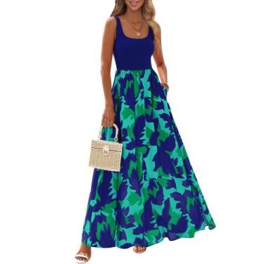 Imagem de Vestido maxi feminino KIRUNDO, de verão, boho, floral, sem mangas
