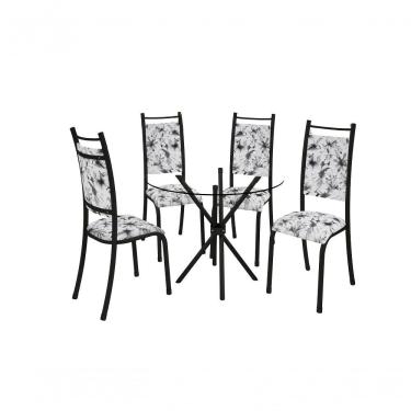 Imagem de Conjunto Verona 04 Cadeiras Com Base Sergipe Bm Tubulares Vidro Incolor-courino C128