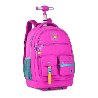 Imagem de Mochila Carrinho Luluca Bolsa Escolar Meninas Design Rosa