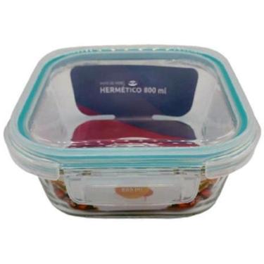 Imagem de Pote De Vidro Hermetico Quadrado 800 Ml