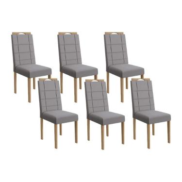 Imagem de Cadeira Sala De Jantar 2cad150ea Kit 6 Un Eucalipto-suede Cinza Titanio A050 - Kappesberg