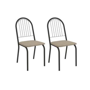 Imagem de Kit 2 Cadeiras De Cozinha Noruega 2c077prf Aço 2 Un Preto-linho Bege Fendi - Kappesberg