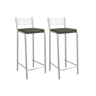 Imagem de Kit 2 Banquetas Sala Jantar Gênova 2b705cr Aço 2 Un Cromado-suede Escuro - Kappesberg