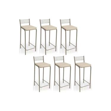Imagem de Banqueta Gênova B705 Kit 6 Un Niquel/nude 16 - Kappesberg