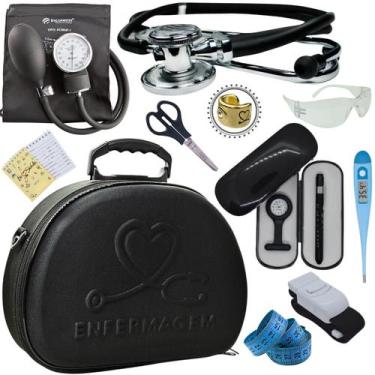 Imagem de Kit Enfermagem Maleta Completa Estagio Super Luxo - Love Saude, PRETO 