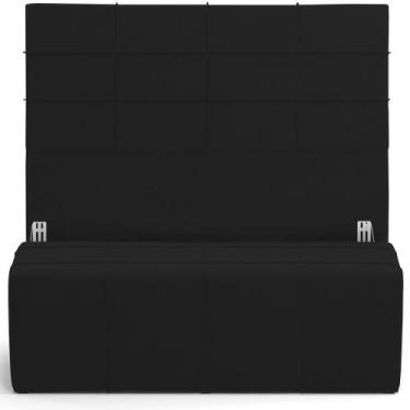 Imagem de Kit Cabeceira Cama Box Casal 140cm Com Calçadeira Roma W01 Suede Preto