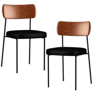 Imagem de Kit 02 Cadeiras Para Sala De Jantar Melina Camel Preto