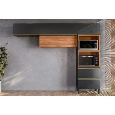 Imagem de Cozinha Completa Proença 3 Peças (2aéreos+1torrequente) C3p64 Nogueira-carbono Prime Tx - Demóbile