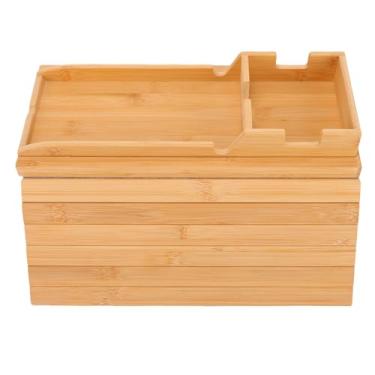 Imagem de Zerodis Bandeja de Braço para sofá de Madeira Mesas de Console para sofá Mesa de Apoio de Braço para Com Suporte para Copos Removível Lateral para Bebidas Telefone Controle Remoto Lanches Bandeja de