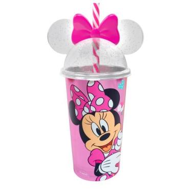 Imagem de Copo Minnie Mouse 500ml Tampa com Orelhas Livre BPA Rosa Claro - Plasú