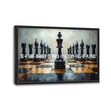 Imagem de Grande Be A Game Changer The World Is Already Full Of Players Arte de Parede Emoldurada Inspiradora Tela de Xadrez Internacional Decoração de Parede Pintura Arte para Sala de Estar Quarto Escritório