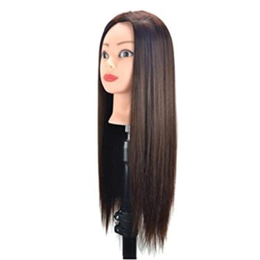Imagem de barenx Cabeça de boneca cosmetologia para treinamento de cabeça de manequim de 58 cm com grampo - Castanho