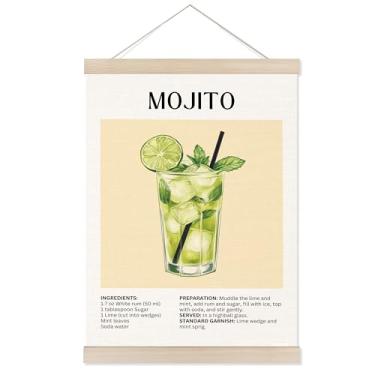 Imagem de Welshower Moldura de pôster de bar Mojito, presentes para amantes de coquetéis, decoração de arte de parede de coquetel Mojito para bar, pub, lounge, cozinha, casa, quarto, apartamento, 30 x 40 cm