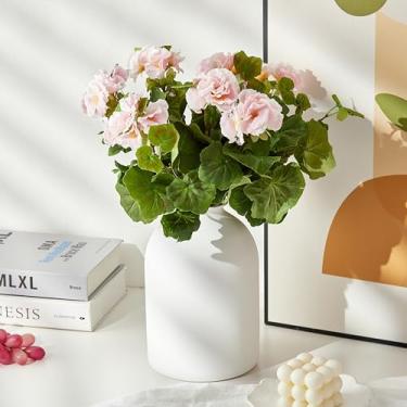 Imagem de Ganwu Vasos brancos para decoração de casa, grandes vasos de flores de metal branco para mesa de centro de mesa, sala de estar, decoração de mesa minimalista moderna