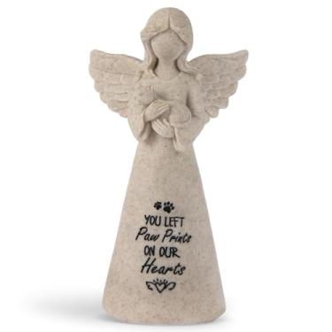 Imagem de LVEOLU Estátua de anjo memorial de gato de granito - presente de simpatia para amantes de gatos, lembrança memorial de animais de estimação