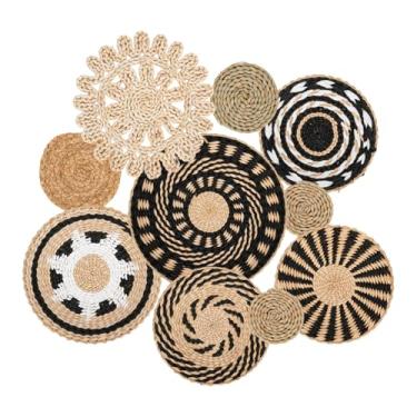 Imagem de Cesto de parede Boho para decoração de vime de vime, cestas de decoração de parede boho, grandes cestas artísticas, redondas, para casa de fazenda, cozinha, rústico, casa, verão, decorações exclusivas