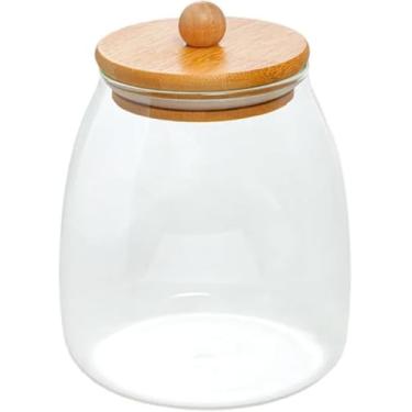Imagem de Pote de Vidro bolinha 1000ml c/Tampa de Bambu para Armazenamento