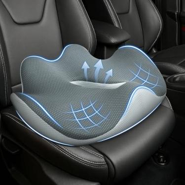 Imagem de Almofada de assento de carro de espuma viscoelástica para alívio do cóccix, almofadas de carro para dirigir e aliviar dores nas costas - Almofada ergonômica para ficar sentado por muito tempo, suporte