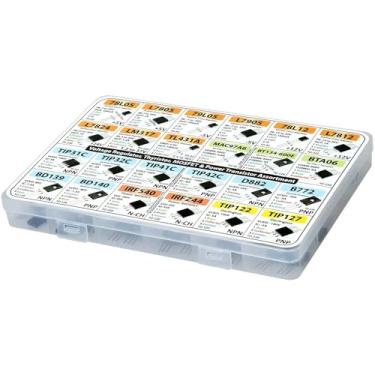 Imagem de Perfeito para projetos eletrônicos, reparos, kit de transistor de 82 peças, kit Mosfet sortido com caixa de armazenamento, transistores NPN Pnp e reguladores de tensão estão incluídos