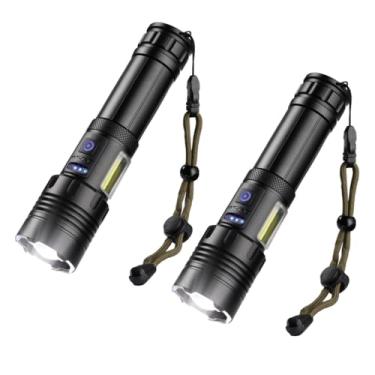 Imagem de Chewtoyo Pacotes recarregáveis de emergência 2 super lanternas, Essencial 7 para caminhadas 900000 Lanterna portátil potente à prova d'água luz Cob Lumens