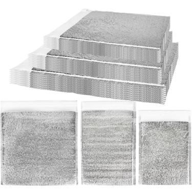 Imagem de 45 sacos de isolamento reutilizáveis, espessos, personalizados, à prova d'água, para alimentos frios e quentes, bolsa portátil de alumínio para alimentos congelados bento, leite e chá, 3 tamanhos