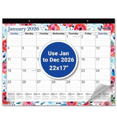 Imagem de CRANBURY Calendário grande 2023-2024 - (floral) 17 x 22, julho de 2023 a dezembro de 2024, calendário grande 55 x 43, calendário de mesa ou calendário de parede grande, lindos designs de flores, calendário mensal 2023-24 mais adesivos