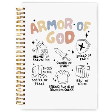 Imagem de WARDOS Caderno cristão engraçado Armor of God 13 x 20 cm, caderno de diário com versículo bíblico divino, diários de oração religiosa para mulheres, presentes baseados na fé cristã para mulheres e