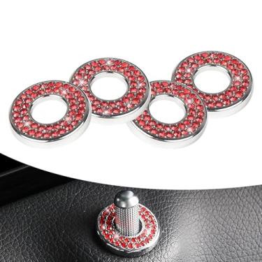 Imagem de Dogary 4 peças de adesivos de tampa de fechadura de porta de carro com glitter, substituição de adesivo decorativo de parafuso de direção de strass, acessórios automotivos de strass, compatível com