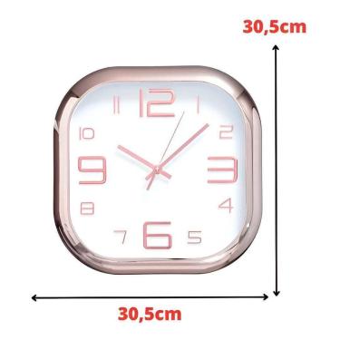 Imagem de Relógio Parede Sala Quarto Cozinha Moderno Branco E Rose