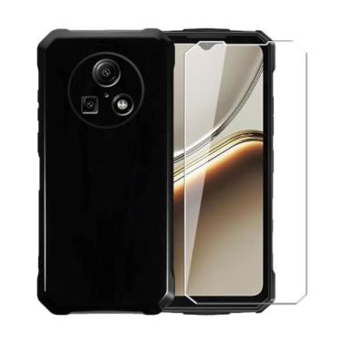 Imagem de WDMYLFTW Capa para Doogee Fire 5 + película protetora de tela de vidro temperado - capa protetora de TPU (preta)