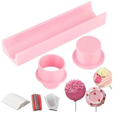 Imagem de Boevill Kit de molde de bolo com êmbolo fácil de empurrar, inclui 50 palitos de papel/laços torcidos/envoltórios para bolos, máquina de fazer bolo sem BPA para aniversário, casamento, bricolage