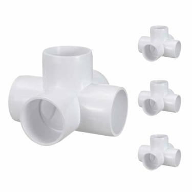 Imagem de Kozelo Pacote com 4 encaixes de tubulação de cotovelo de PVC SCH40 de 1/5.1 cm, encaixe cruzado de saída lateral de canto de cotovelo de PVC de 5 vias, conectores de tubo de grau de móveis para