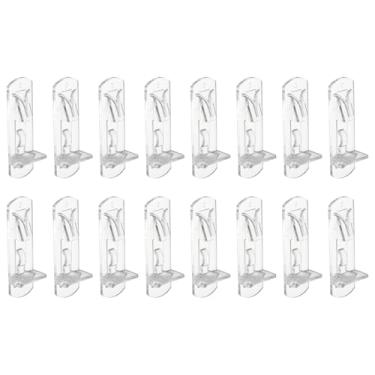Imagem de PATIKIL 16 pinos de prateleira de bloqueio, pinos de suporte de prateleira de plástico transparente clipes de suporte de gabinete serve para furo de pino de 6,9 mm prateleira de 20 mm de espessura