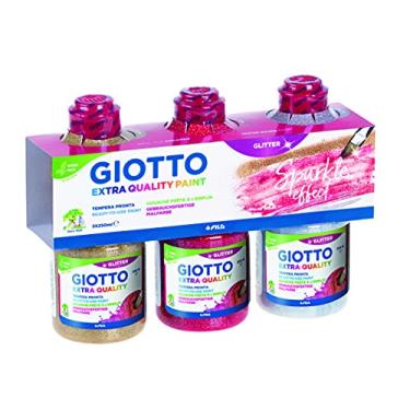 Imagem de GIOTTO Tinta glitter de qualidade extra, pronta para usar, 250 ml x 3 cores de glitter, ideal para crianças, festas e escolas