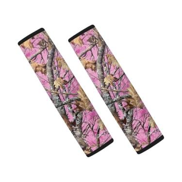 Imagem de gearider Pink Camo Hunting Pacote com 2 almofadas de cinto de segurança de carro capas universais de alça de ombro capa de cinto de segurança acessório de automóvel ajuste universal para a maioria dos