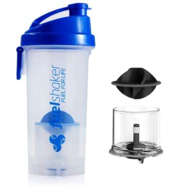 Imagem de Garrafa 500ml Coqueteleira Shakeira compartimento dose whey BCAA pré-treino |DEPARTAMENT STORE (AZUL TRANSP)
