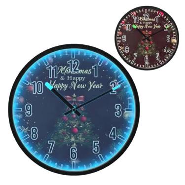 Imagem de Blueangle Relógio de parede com luz noturna LED ativado por voz que brilha no escuro, design silencioso de fita dourada de 30,5 cm, funciona a bateria para decoração de quarto e sala de estar (135)