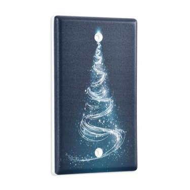 Imagem de Blueangle Placa de parede decoradora de capa em branco, tamanho padrão, 1 gangue brilhante, capa de interruptor de árvore de Natal branca para quarto de escritório em casa, 4,53 x 2,76 polegadas (106)