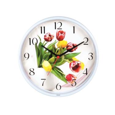 Imagem de Relógio De Parede Herweg Ref: 660151-021 Branco Buquê de Flores