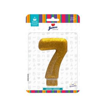 Imagem de Vela Aniversario Live Colors Com Gliter Ouro N7 Junco