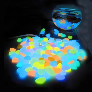 Imagem de Decoração de aquário, pedras que brilham no escuro para passarela de jardim, pedras luminosas para paisagismo, rochas de caminho ao ar livre, 100/200/400 peças