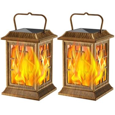 Imagem de Ambaret Lanterna solar cintilante ao ar livre, à prova d'água, lanterna alimentada por energia solar para caminho, mesa, pátio, decoração de jardim (Bronze)