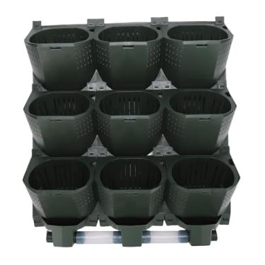 Imagem de GLOGLOW Plantador de Parede de Jardim Vertical, Modular de 9 Bolsos, Material PP, Plantadores Montados Em Ambientes Internos e Externos para Vegetais, Preto, 19,5 X 22,8 X 5,7 Polegadas (#12)