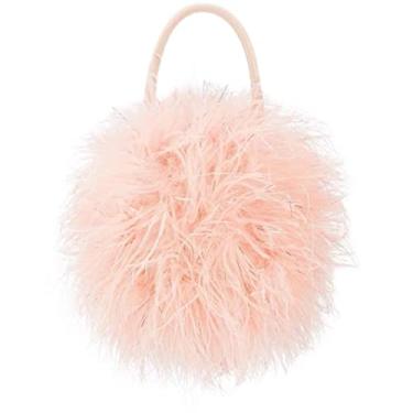 Imagem de Bolsa feminina com pena de avestruz real para noite, bolsa de mão para presente de festa, bolsa de lã para o inverno, rosa, Small