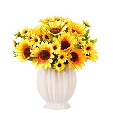 Imagem de LMJYU Flores Artificiais Toque Real Lírio Girassol Buquê Artificial