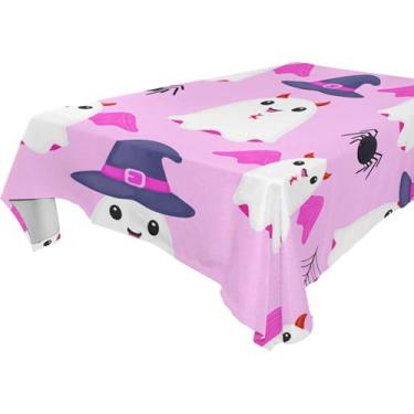 Imagem de Burbuja Toalha de mesa de fantasmas de Halloween, toalha de mesa retangular, anti-rugas, grossa para decoração de jantar, cozinha, festa, 152 x 304 cm