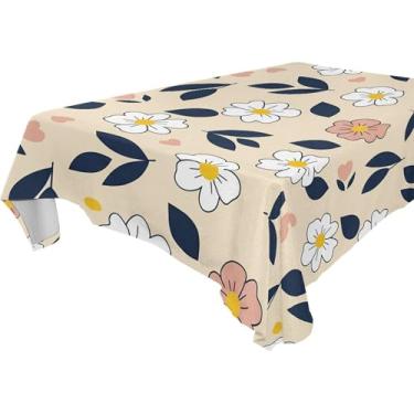 Imagem de Burbuja Toalha de mesa de flores, toalha de mesa quadrada anti-rugas grossa para decoração de jantar, cozinha, festa, 137 x 137 cm