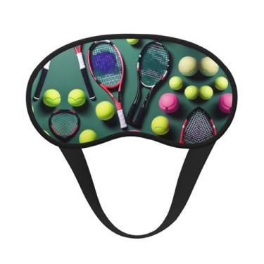 Imagem de Raquetes de tênis engraçadas e bolas de tênis com estampa blackout máscara de dormir máscara para os olhos com luz macia para dormir meditação, viagem, ioga